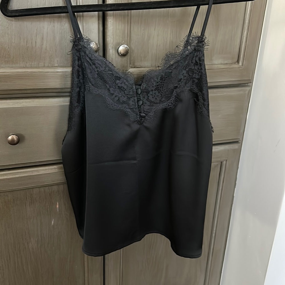 Abercrombie Black Lace Tank (silky material) - NEW WITH TAG